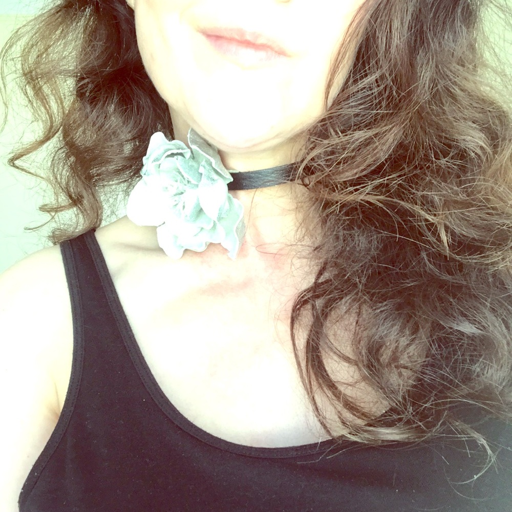 Leather flower choker Hand crafted in New Orleans